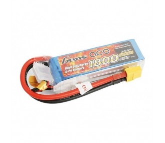 Batterie Gens Ace lipo 3S 11.1V 1800mAh 40C prise XT60