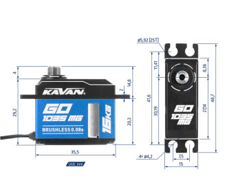 Servo Kavan GO-1035MG (0.08s/60°, 16kg.cm)