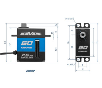 Servo Kavan GO-1020MG (0.08s/60°, 7.5kg.cm)