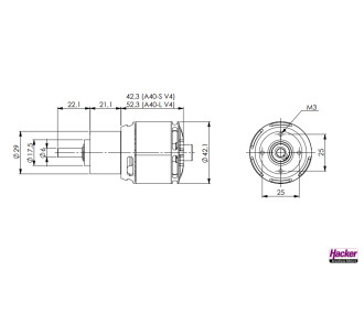 Brushless-Motor Hacker A40-10S V4G 8-Pol 1600kv + reduziert 6,7:1