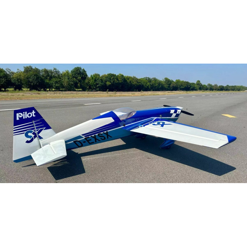 Kunstflugzeug - Extra 330 SX - RC-Pilot - (Spannweite 2,29m) Blau, Weiß, Schwarz