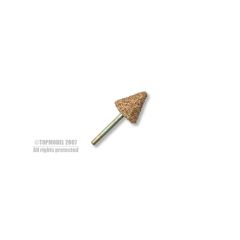 MEULE CONIQUE DIAM 16mm AXE 3mm GRAIN FIN