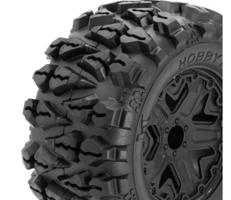 TERRAMAX black rim mounted tires 140/73 Hex.12mm