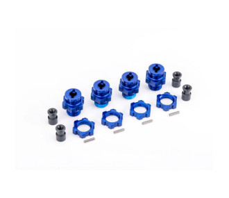 HEXAGONS + BLUE ANODIZED 17MM ALU WHEEL NUTS (X4)