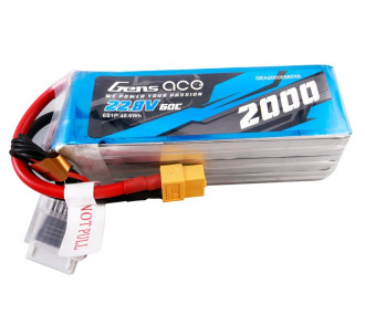 Batterie Gens Ace lipo 6S 22.2V 2000mAh 60C prise xt60