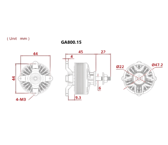 Motor Dualsky GA800.23 MKII (172g, 530kv, 910W)