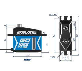 Servo Kavan GO-1035MG Plus (0.07s/60°, 22kg.cm)