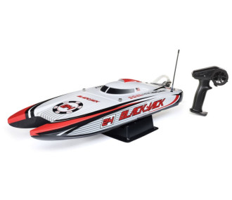 Blackjack 24" V2 Catamaran Brushless RTR, Vegas Offshore rouge et blanc