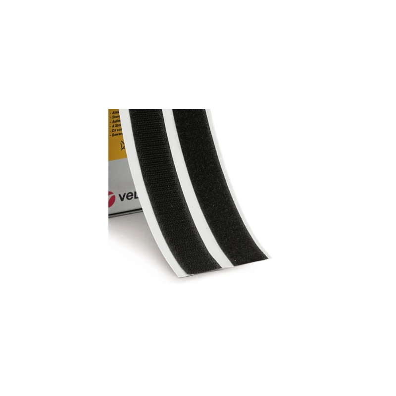 Tiras de velcro autoadhesivas negras 20 x 500 mm