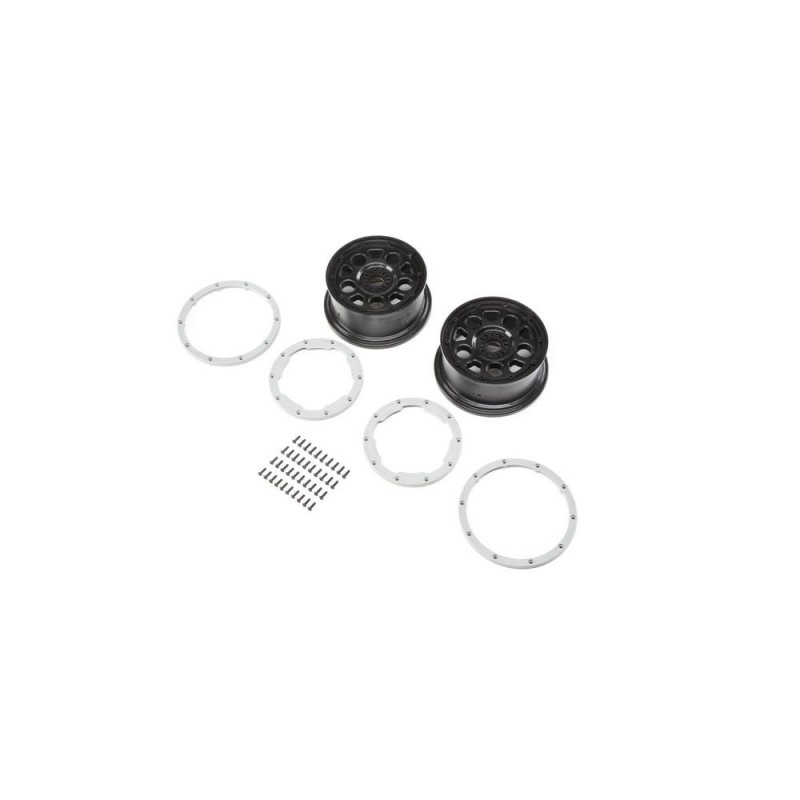 LOSI - DBXL-E - Jantes noires, Beadlock argentés (2)