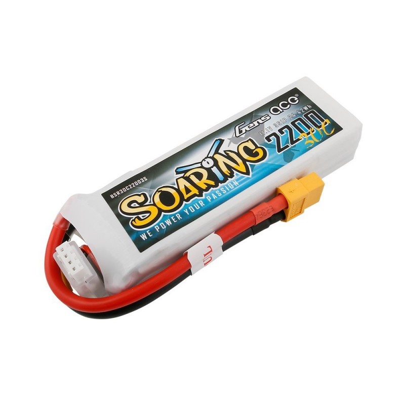 Batterie Gens Ace Soaring lipo 3S 11.1V 2200mAh 30C prise XT60