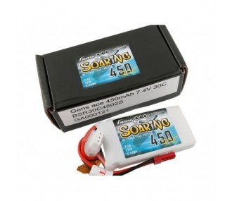 Batterie Gens Ace Soaring lipo 2S 7.4V 450mAh 30C prise JST