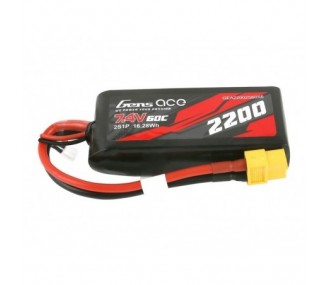 Gens ace lipo 2S 7.4V 2200mAh 60C battery XT60 socket