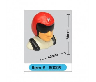 Busto di pilota dipinto con casco e visiera H76mm L80mm 21,2g Modello Phoenix