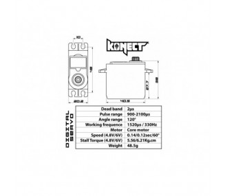 Standard servo Konect 0612LVPL (48.5g, 6.21kg/cm)