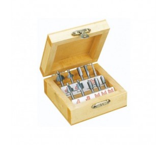 Proxxon Milling cutters set of 10 for profiled wood for FT300- MT300-OFV-MOF delivered in wooden case